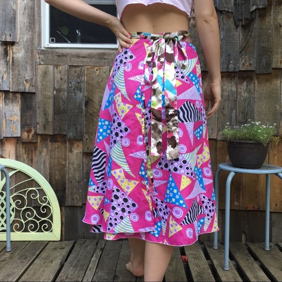 Pink 80’s Funky Wrap Skirt One Size Small Medium - Picture 4 of 8